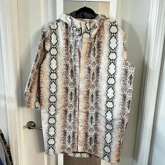 322 Maje Oversized Snake Print Shell Hooded Lightweight Coat Jacket One Size - Picture 1 of 3